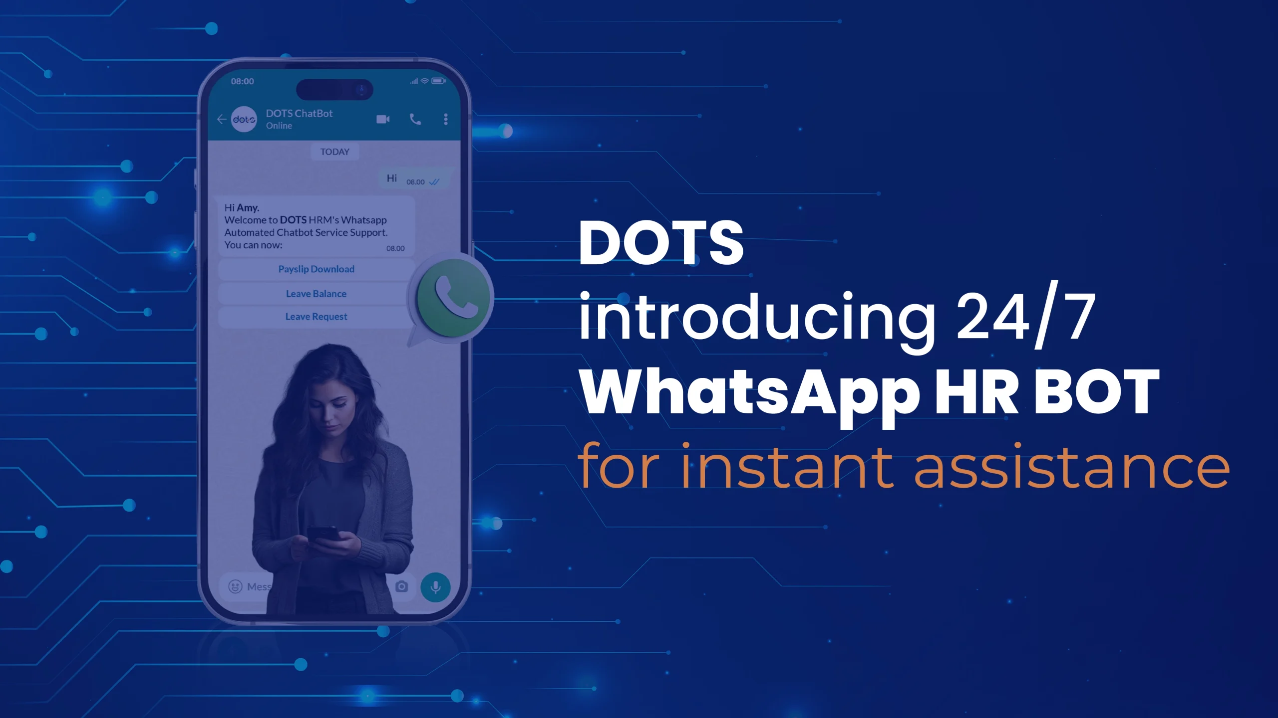 DOTS Introducing 24/7 WhatsApp HR BOT for Instant Assistance